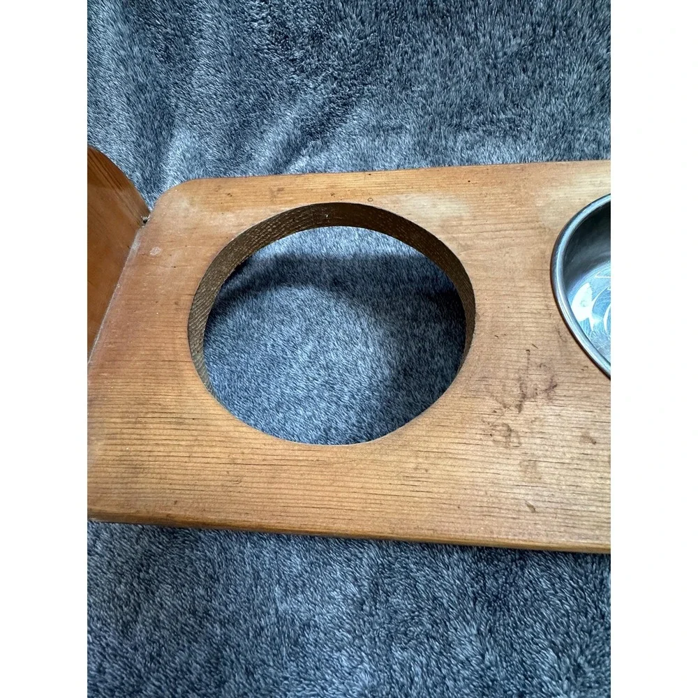Handmade Wooden Basset Hound Raised Dog Feeder Double Elevated Pet Bowl Stand